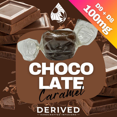 5 Count 2:1 Delta Blend Taffy – 20mg Delta 9 + 80mg Delta 8 | Cherry, Strawberry, Blueberry, Caramel & Chocolate | Hemp-Derived THC Edibles by Derived