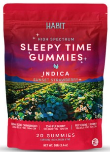 Habit Sleepy Time Gummies – Sunset Strawberry – Delta 9 + CBN – 20 Count – Indica – Nighttime Relaxation + Sleep Support