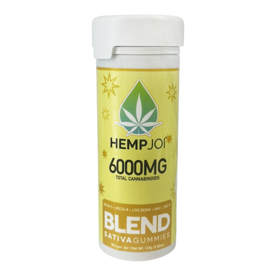 Hemp Joi 6000mg Total Cannabinoid Gummies – 30 Count Jar – Delta 8, Delta 9, HHC, THC-P & Live Resin – Sativa Edibles – 5.8 oz