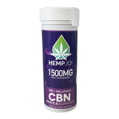 Hemp Joi CBD + CBN + Melatonin Gummies – 1500mg Total Cannabinoids – Indica Sleep Edibles – 30 Count Jar – 5.8 oz