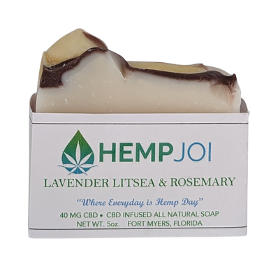 Hemp Joi CBD Rough Cut Soap – 40mg CBD – 5 oz – All-Natural CBD-Infused Bar – Choose Your Scent: Lavender Litsea or Rosemary Mint