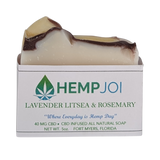 Hemp Joi CBD Rough Cut Soap – 40mg CBD – 5 oz – All-Natural CBD-Infused Bar – Choose Your Scent: Lavender Litsea or Rosemary Mint
