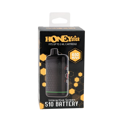 Honeystick 650mAh Touch Screen 510 Thread Rechargeable Battery – Interactive Vape Cartridge Battery