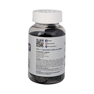 Pur Relef Full Spectrum Hemp Gummies – 600 mg CBD + 150 mg CBG + 150 mg Delta 8 – 30 Count – Apple Berry Flavor