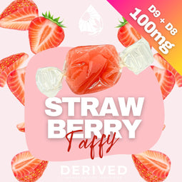 5 Count 2:1 Delta Blend Taffy – 20mg Delta 9 + 80mg Delta 8 | Cherry, Strawberry, Blueberry, Caramel & Chocolate | Hemp-Derived THC Edibles by Derived