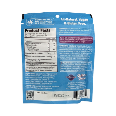 VitaDreamz Chill Out Chewz Delta 9 Gummies – Berry Chill – 20 Count – Relaxation + Sleep Support