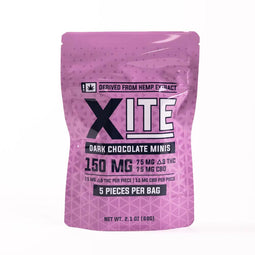 Xite Dark Chocolate Minis – 30mg Delta 9 + CBD Edibles – 5 Count Bag – Hemp-Derived THC Chocolate Treats