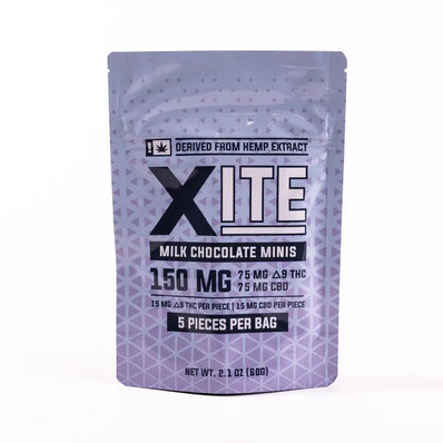 Xite Milk Chocolate Minis – 30mg Delta 9 + CBD Edibles – 5 Count Bag – Hemp-Derived THC Treats